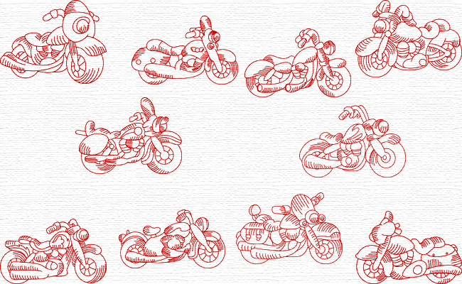 Motorcycles embroidery designs