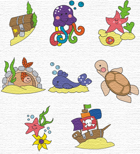 Sea embroidery designs