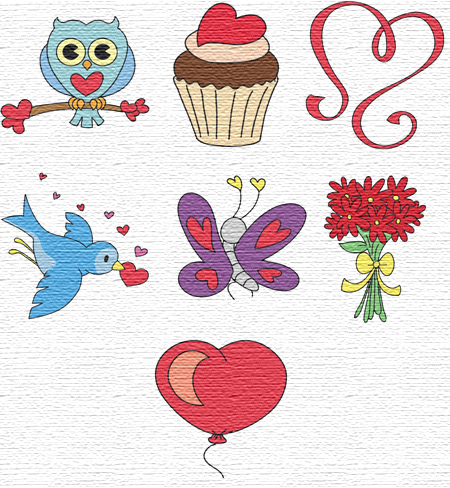 Valentine embroidery designs